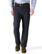 Charles Tyrwhitt Charles Tyrwhitt Navy Classic Fit 5 Pocket Textured Dobby Cotton Tailored Pants Size W32 L32