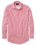 Charles Tyrwhitt Classic Fit Coral And White Print Cotton/linen Casual Shirt Single Cuff Size Large By Charles Tyrwhitt