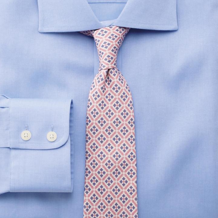 Charles Tyrwhitt Charles Tyrwhitt Slim Fit Non-iron Soft Touch Pinpoint Sky Cotton Dress Shirt Size 17/34