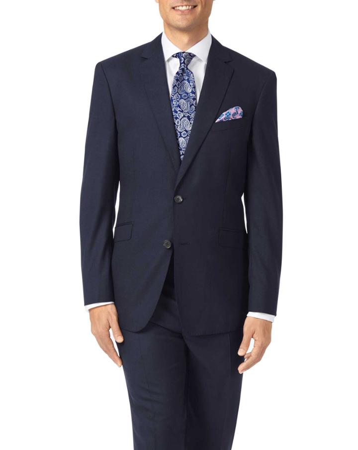 Charles Tyrwhitt Navy Slim Fit Merino Business Suit Wool Jacket Size 38 By Charles Tyrwhitt