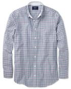 Charles Tyrwhitt Charles Tyrwhitt Slim Fit Navy And Berry Check Washed Oxford Cotton Dress Shirt Size Medium