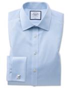  Classic Fit Non-iron Puppytooth Sky Blue Cotton Dress Shirt French Cuff Size 15/33 By Charles Tyrwhitt
