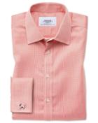 Charles Tyrwhitt Classic Fit Non-iron Puppytooth Coral Cotton Dress Shirt French Cuff Size 15.5/34 By Charles Tyrwhitt