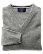 Charles Tyrwhitt Charles Tyrwhitt Silver Grey Cotton Cashmere V-neck Jumper