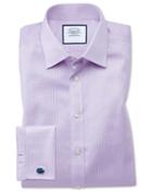 Charles Tyrwhitt Classic Fit Non-iron Puppytooth Lilac Cotton Dress Shirt French Cuff Size 15/33 By Charles Tyrwhitt