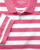 Dark Pink Stripe Pique Cotton Polo Size Large By Charles Tyrwhitt