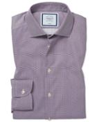  Classic Fit Non-iron Spot Print Purple Cotton Dress Shirt Single Cuff Size 15.5/33 By Charles Tyrwhitt