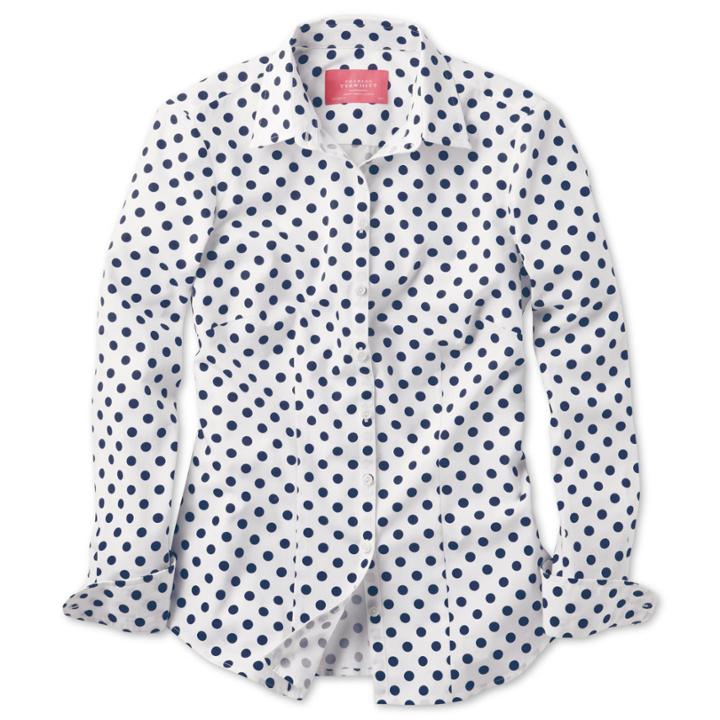 Charles Tyrwhitt Charles Tyrwhitt White And Navy Large Spot Print Shirt (10)