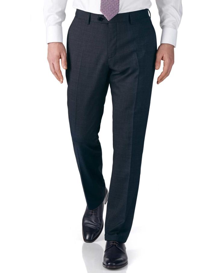 Charles Tyrwhitt Charles Tyrwhitt Airforce Blue Slim Fit End-on-end Business Suit Wool Pants Size W30 L38