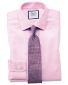  Classic Fit Non-iron Step Weave Pink Cotton Dress Shirt Single Cuff Size 15.5/33 By Charles Tyrwhitt