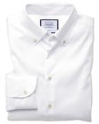  Slim Fit Business Casual Non-iron White Cotton Dress Shirt Single Cuff Size 17/37 By Charles Tyrwhitt