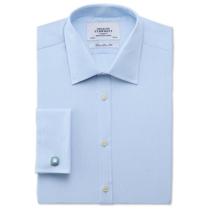 Charles Tyrwhitt Charles Tyrwhitt Sky Silk Road End-on-end Slim Fit Shirt (14.5 - 32)