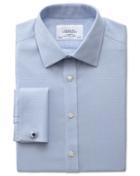 Charles Tyrwhitt Classic Fit Non-iron Honeycomb Sky Blue Cotton Dress Shirt French Cuff Size 15.5/36 By Charles Tyrwhitt