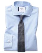  Super Slim Fit Non-iron Sky Blue Bengal Stripe Cotton Dress Shirt French Cuff Size 14/33 By Charles Tyrwhitt