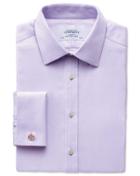 Charles Tyrwhitt Classic Fit Non-iron Herringbone Lilac Cotton Dress Shirt Single Cuff Size 15.5/36 By Charles Tyrwhitt