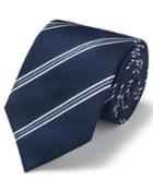  Navy Silk Triple Stripe Classic Tie By Charles Tyrwhitt