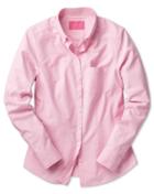 Charles Tyrwhitt Charles Tyrwhitt Women's Semi-fitted Light Pink And White Spot Print Oxford Cotton Shirt Size 6