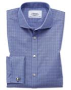 Charles Tyrwhitt Extra Slim Fit Spread Collar Non-iron Prince Of Wales Blue Cotton Dress Shirt French Cuff Size 14.5/32 By Charles Tyrwhitt