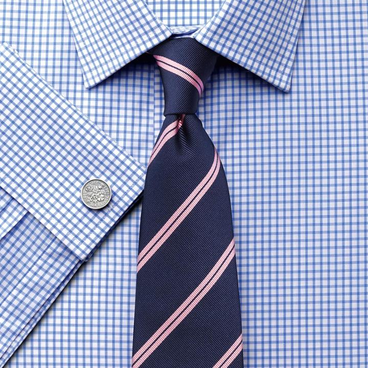 Charles Tyrwhitt Charles Tyrwhitt Slim Fit Gingham Sky Blue Cotton Dress Shirt Size 15/35
