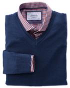 Charles Tyrwhitt Charles Tyrwhitt Mid Blue Merino Wool V-neck Sweater Size Large