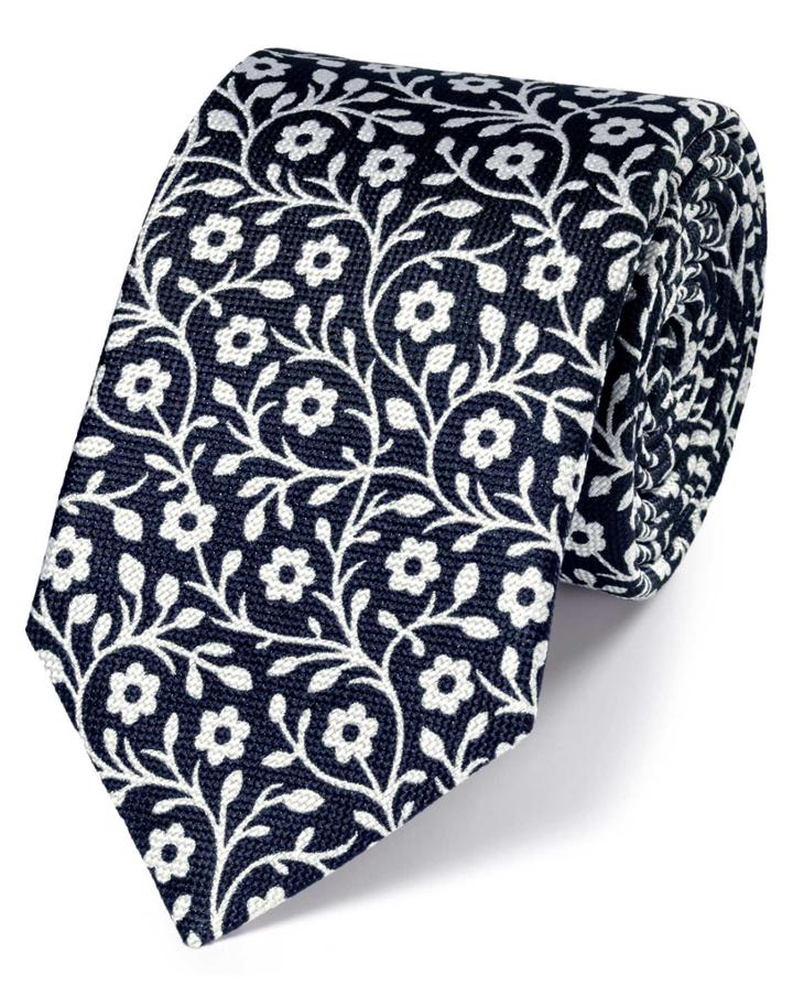 Charles Tyrwhitt Navy And White Silk End-on-end Luxury Tie By Charles Tyrwhitt