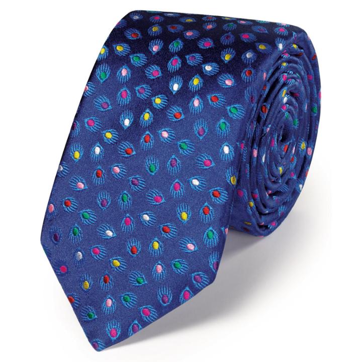Charles Tyrwhitt Charles Tyrwhitt Luxury Slim Navy Multi Spot Floral Tie