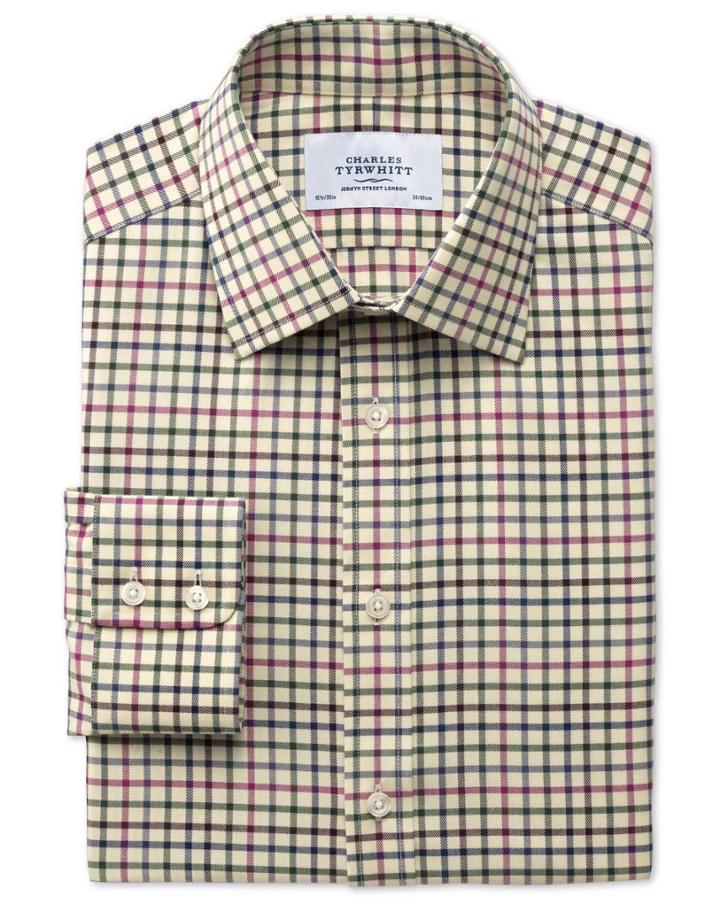 Charles Tyrwhitt Charles Tyrwhitt Classic Fit Country Check Pink And Green Cotton Dress Shirt Size 15/33