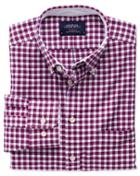 Charles Tyrwhitt Extra Slim Fit Berry Check Washed Oxford Cotton Casual Shirt Single Cuff Size Xs By Charles Tyrwhitt