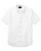 Charles Tyrwhitt Slim Fit Short Sleeve White Cotton/linen Casual Shirt Single Cuff Size Medium By Charles Tyrwhitt