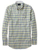 Charles Tyrwhitt Charles Tyrwhitt Classic Fit Blue And Yellow Check Washed Oxford Cotton Dress Shirt Size Xxxl