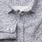 Charles Tyrwhitt Charles Tyrwhitt Women's Semi-fitted Non-iron Brush Strokes Navy Cotton Shirt Size 6