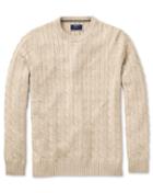  Stone Pima Cotton Cable Crew Neck Sweater Size Large By Charles Tyrwhitt