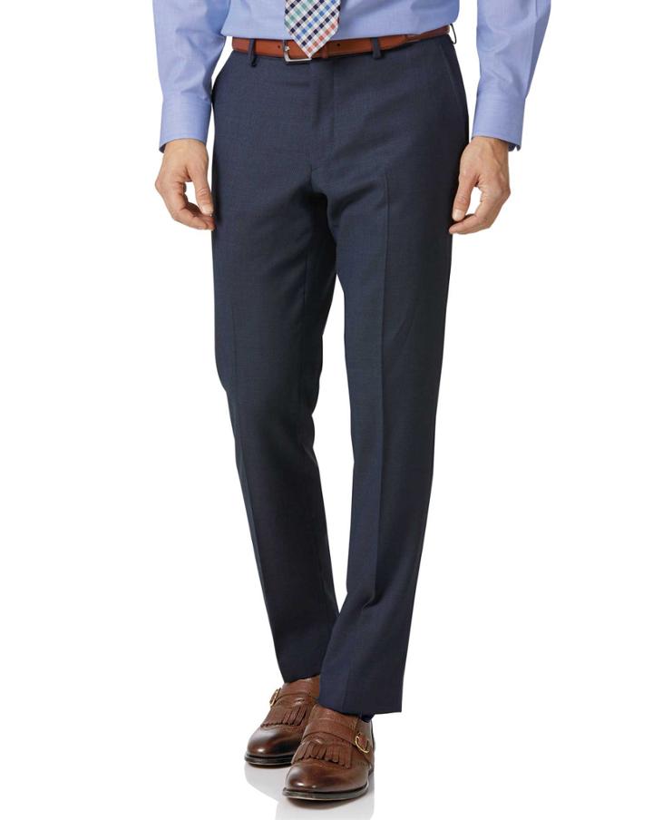  Airforce Blue Slim Fit Birdseye Travel Suit Wool Pants Size W32 L30 By Charles Tyrwhitt
