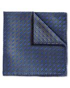 Charles Tyrwhitt Blue And Olive Retro Geometrics Luxury Silk Pocket Square By Charles Tyrwhitt