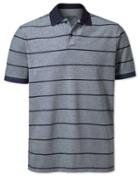  Navy Stripe Oxford Pique Cotton Polo Size Medium By Charles Tyrwhitt