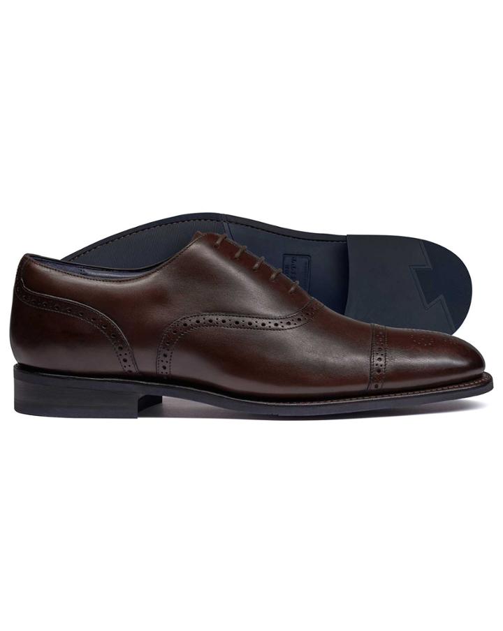  Chocolate Goodyear Welted Oxford Brogue Performance Shoe Size 11.5 By Charles Tyrwhitt
