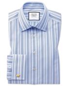  Slim Fit Sky Blue Multi Stripe Egyptian Cotton Dress Shirt Single Cuff Size 14.5/32 By Charles Tyrwhitt
