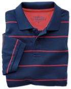 Charles Tyrwhitt Charles Tyrwhitt Classic Fit Blue And Pink Striped Pique Polo Shirt