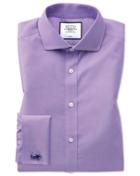  Slim Fit Non-iron Spread Collar Lilac Twill Cotton Dress Shirt Single Cuff Size 14.5/32 By Charles Tyrwhitt