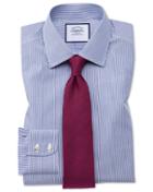 Charles Tyrwhitt Extra Slim Fit Non-iron Bengal Stripe Navy Cotton Dress Shirt French Cuff Size 14.5/32 By Charles Tyrwhitt