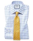 Charles Tyrwhitt Slim Fit Windowpane Check Sky Blue Cotton Dress Shirt Single Cuff Size 15/33 By Charles Tyrwhitt