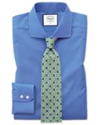  Extra Slim Fit Blue Non-iron Poplin Cotton Dress Shirt Single Cuff Size 14.5/32 By Charles Tyrwhitt
