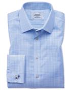 Charles Tyrwhitt Slim Fit Non-iron Prince Of Wales Sky Blue Cotton Dress Casual Shirt French Cuff Size 14.5/33 By Charles Tyrwhitt