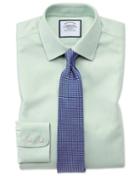  Classic Fit Non-iron Step Weave Green Cotton Dress Shirt French Cuff Size 16/33 By Charles Tyrwhitt