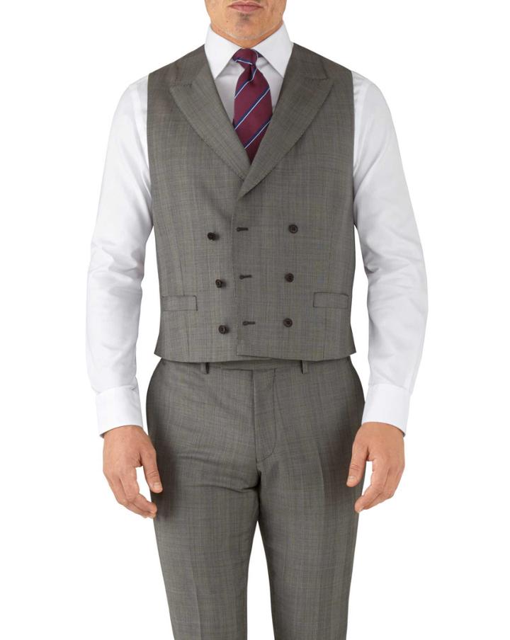 Charles Tyrwhitt Silver Adjustable Fit Italian Luxury Suit Wool Vest Size W36 By Charles Tyrwhitt