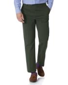 Dark Green Classic Fit Flat Front Non-iron Cotton Chino Pants Size W32 L32 By Charles Tyrwhitt