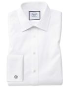  Extra Slim Fit White Cube Weave Egyptian Cotton Dress Shirt French Cuff Size 14.5/32 By Charles Tyrwhitt