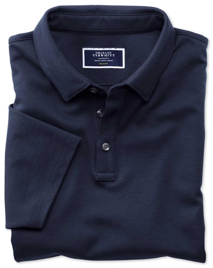  Navy Jersey Cotton Polo Shirt Size Large By Charles Tyrwhitt