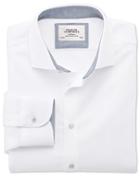 Charles Tyrwhitt Charles Tyrwhitt Extra Slim Fit Semi-spread Collar Business Casual Textured White Cotton Dress Shirt Size 15.5/33