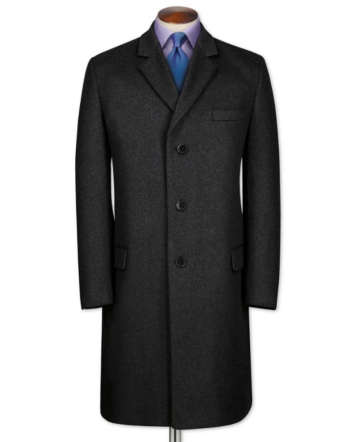 Charles Tyrwhitt Charles Tyrwhitt Slim Fit Charcoal Wool And Cashmere Overcoat